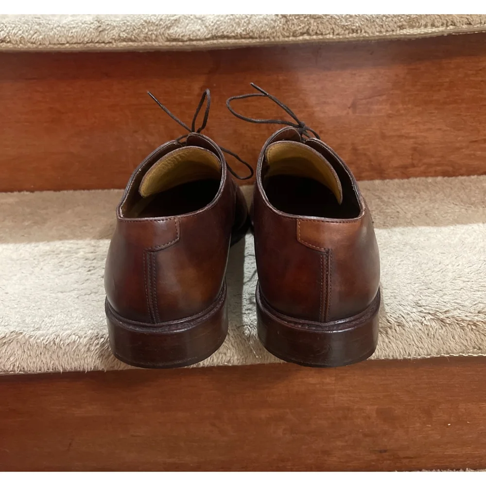 Santoni Brown Leather Oxfords & Derbys Men’s Size 9.5 In Good Condition